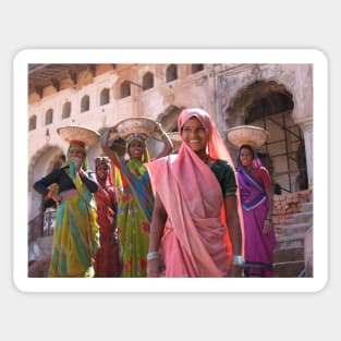 Indian women at work, Orchha, India Sticker